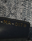 Oblique Embroidered Saddle Bag Denim Blue