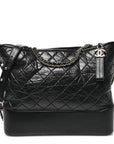 Aged Calfskin Quilted Large Gabrielle Hobo Black