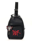 X SHAWN STUSSY Grained Calfskin Ox Head Crossbody Backpack Navy Blue
