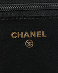 Lambskin Quilted CC Pearl Crush Wallet on Chain WOC Black