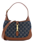 New Denim GG Monogram Calfskin Small Jackie 1961 Hobo Blue Tea Cuir