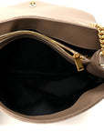 Suede Y Quilted Monogram Medium Loulou Chain Satchel Taupe