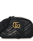 Calfskin Matelasse Small GG Marmont Chain Shoulder Bag Black