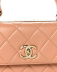 Lambskin Quilted Small Trendy CC Dual Handle Flap Bag Camel