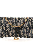 Oblique Saddle Chain Long Wallet Blue