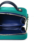 Jersey Quilted Small CC Filigree Vanity Case Blue Green