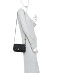 Lambskin Quilted CC Pearl Crush Wallet on Chain WOC Black