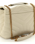 Calfskin Y Quilted Monogram Small Loulou Chain Satchel Blanc Vintage