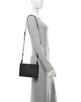 GG Supreme Monogram Textured Dollar Calfskin Web Small Ophidia Shoulder Bag Grey Black Graphite Grey