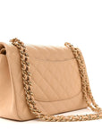 Caviar Quilted Jumbo Double Flap Beige
