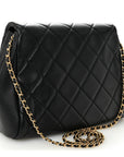 Lambskin Quilted Side Flap Black