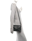 Calfskin Y Quilted Monogram Monochrome Toy Loulou Crossbody Bag Black