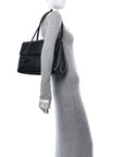Calfskin Medium Falcon Shoulder Bag Black