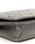 Lambskin Crystal Quilted Wallet On Chain WOC Grey