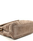 Suede Y Quilted Monogram Medium Loulou Chain Satchel Taupe