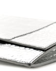 Metallic Calfskin Crocodile Embossed Hourglass Flap Flat Pouch Silver