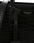 Calfskin Crocodile Embossed Baby Sac De Jour Black