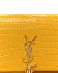 Calfskin Crocodile Embossed Kate Monogram Tassel Chain Wallet Saffron