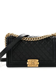 Lambskin Quilted Medium Boy Flap Black