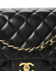 Lambskin Quilted Jumbo Double Flap Black