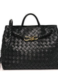 Nappa Intrecciato Medium Andiamo Shoulder Bag Black