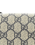 GG Supreme Monogram Textured Dollar Calfskin Web Medium Blondie Top Handle Shoulder Flap Bag Beige Blue