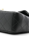 Lambskin Quilted Mini Rectangular Flap Black