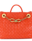 Nappa Intrecciato Small Andiamo With Chain Shoulder Bag Orange