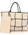 Canvas Maxi Intrecciato Large Arco Tote Beige Black