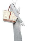 Triomphe Canvas Calfskin Medium Cabas Bag Grege