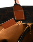 Triomphe Canvas Calfskin Small Vertical Cabas Tan