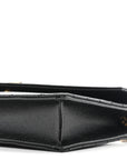 Grain De Poudre Matelasse Chevron Monogram Envelope Chain Wallet Black