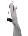 Shiny Calfskin Monochrome Crocodile Embossed Hourglass Chain Bag Black