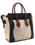 Canvas Smooth Calfskin Micro Tri-Color Luggage Natural Black Tan