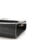 Calfskin Crocodile Embossed Small Classic Monogram Kate Tassel Satchel Black