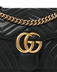 Calfskin Matelasse Small GG Marmont Shoulder Bag Black