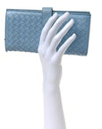 Nappa Intrecciato Continental Flap Wallet Light Blue