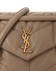Lambskin Quilted Small Loulou Puffer Monogram Chain Satchel Dark Beige