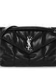 Lambskin Quilted Medium Loulou Puffer Monogram Chain Satchel Black