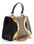 GG Supreme Monogram Small Osiride Top Handle Bag Black Gold