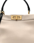 Vitello Seta Snakeskin Monster Eyes Medium Peekaboo Iconic Satchel Amido Sand Black