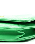 Shiny Goatskin Quilted CHNL 19 Wallet On Chain WOC Green