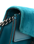 Velvet Super Mini Dionysus Shoulder Bag Pavone Cyan