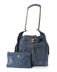 Suede Quilted Medium CHNL 25 Handbag Blue