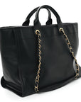 Calfskin Medium Deauville Tote Black