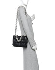 Lambskin Maxi Intreccio Padded Chain Cassette Crossbody Bag Black