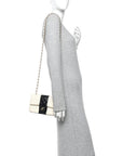 Lambskin Quilted Mini Rectangular Flap White Black