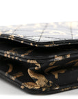 Calfskin Quilted Graffiti Pyramid Wallet On Chain WOC Black