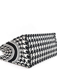 Canvas Macro Houndstooth Embroidered Medium Book Tote Black White