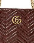 Snakeskin Matelasse Medium GG Marmont Slim Tote Brown